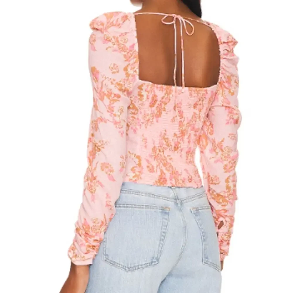 * New ~ FREE PEOPLE ~ Women's Pink Combo Hilary Printed Top Small